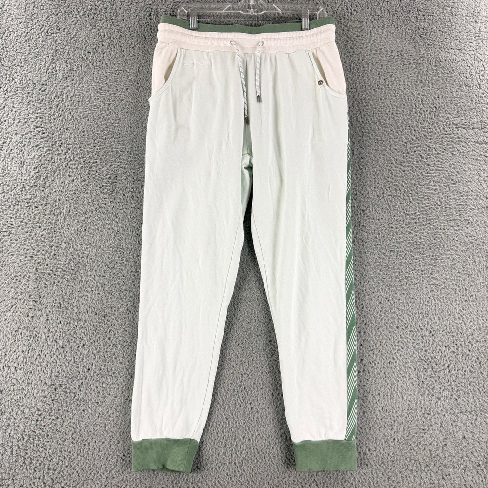 Happy Earth Joggers Mens L Mint Green Organic Cotton Chevron Sweatpants Stripe